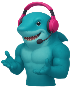 Tiburón mascota contestando preguntas frecuentes