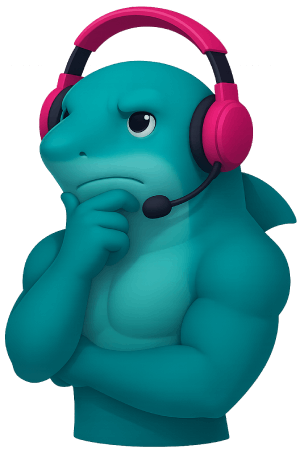 Tiburón mascota buscando los mejores combos de pc gaming baratos.