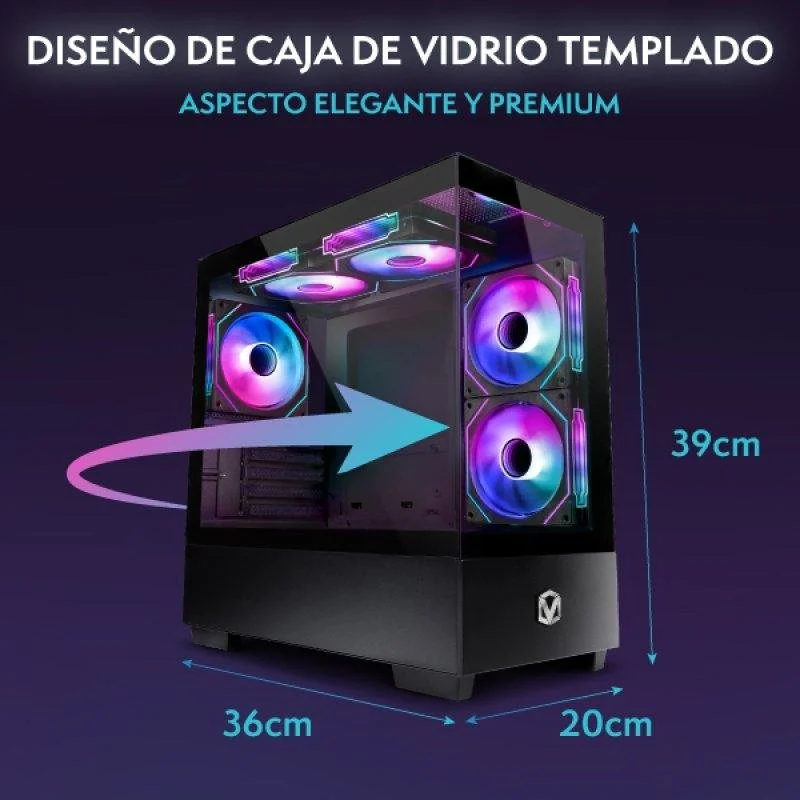 imagen que muestra diseño completamente de vidrio del pc